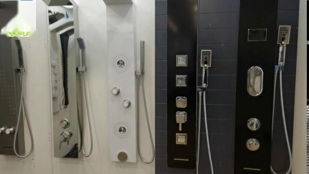 Panel de ducha de acero inoxidable 304 con botón de chorros de cuerpo de espejo digital LED con control de temperatura